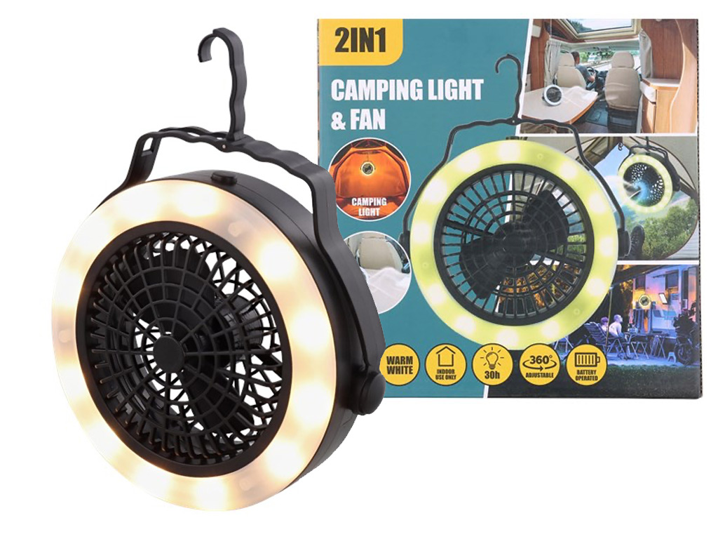 Lamp en ventilator voor op de camping