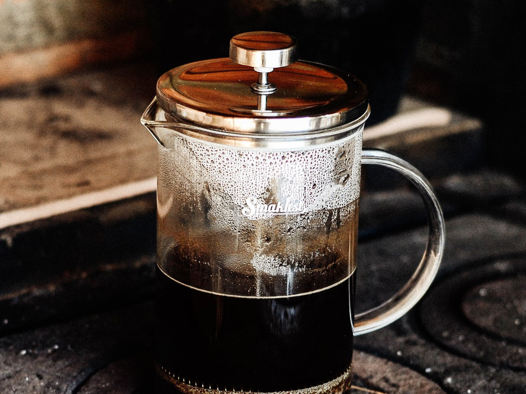 Cafetiere op de camping